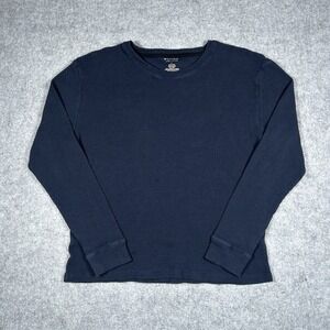 Sonoma Waffle Knit Thermal T Shirt Women's Size‎ Large Black Long Sleeve Stretch